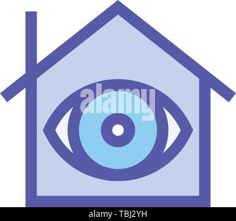 House with eye sign icon - vector Stock Vector