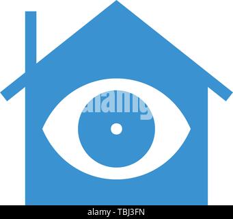 House with eye sign icon - vector Stock Vector