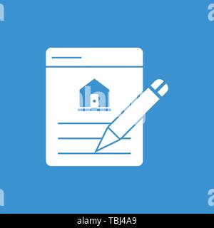 House contract paper sign - Real estate document icon - vector Stock Vector