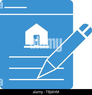 House contract paper sign - Real estate document icon - vector Stock Vector