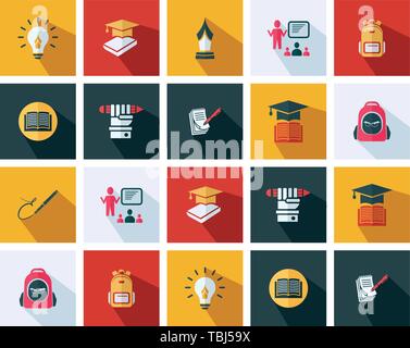 Education sign icons set - Flat education icons vector Stock Vector