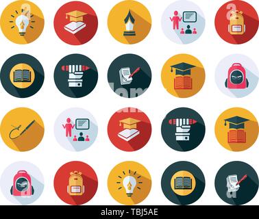 Education sign icons set - Flat education icons vector Stock Vector