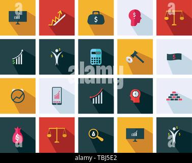 Finance icons set - Flat financial sign illustration Stock Vector