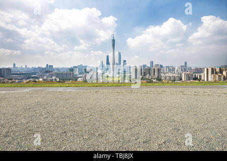 landmark guangzhou tower from empty space Stock Photo