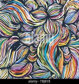 Vector coloring pattern, curved lines, black and white grunge background Stock Vector