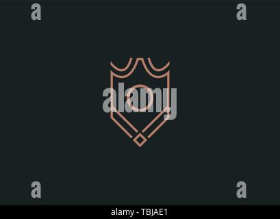 Luxury linear shield monogram letter O logo Stock Vector