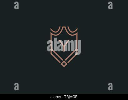 Luxury linear shield monogram letter Y logo Stock Vector