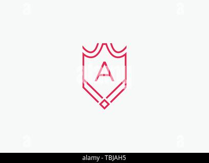 Luxury linear shield monogram letter A logo Stock Vector