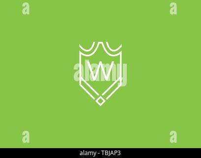 Luxury linear shield monogram letter W logo Stock Vector
