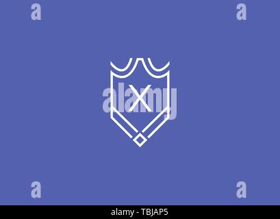 Luxury linear shield monogram letter X logo Stock Vector