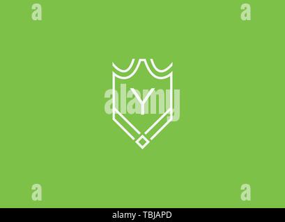 Luxury linear shield monogram letter Y logo Stock Vector