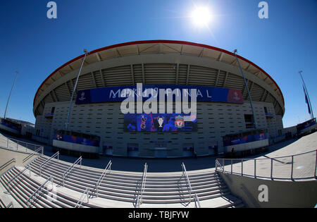 Madrid, Spain. 01st June, 2019. General view of the Wanda Metropolitano before the Final Round of the UEFA Champions League match between Tottenham Hotspur FC and Liverpool FC at Wanda Metropolitano Stadium in Madrid. Final Score: Tottenham Hotspur FC 0 - 2 Liverpool FC. Credit: SOPA Images Limited/Alamy Live News Stock Photo