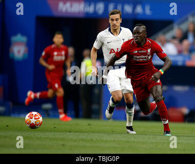Madrid, Spain. 01st June, 2019. Liverpool's FC Sadio Mane seen in action during the Final Round of the UEFA Champions League match between Tottenham Hotspur FC and Liverpool FC at Wanda Metropolitano Stadium in Madrid. Final Score: Tottenham Hotspur FC 0 - 2 Liverpool FC. Credit: SOPA Images Limited/Alamy Live News Stock Photo