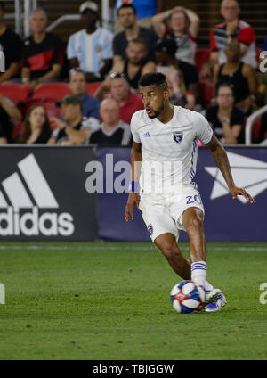 Washington DC, USA. 1st June, 2019. San Jose Earthquakes Midfielder (20) Anibal Godoy during an MLS soccer match between the D.C. United and the San Jose Earthquakes at Audi Field in Washington DC. Justin Cooper/CSM/Alamy Live News Stock Photo