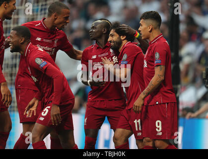 Madrid, Spain. 01st June, 2019. Georginio Wijnaldum, Joel Matip, Sadio Mane, Mohamed Salah, Roberto Firmino, Tottenham Hotspur Fc V Liverpool Fc Champions League Final 2019, 2019 Credit: Allstar Picture Library/Alamy Live News Stock Photo