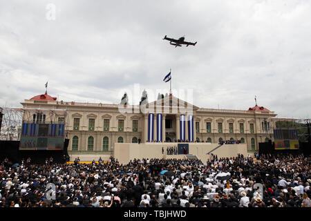 Beijing, El Salvador. 1st June, 2019. El Salvador's new President Nayib Bukele attends his inauguration ceremony held in San Salvador, El Salvador, June 1, 2019. Credit: Alexander Pena/Xinhua/Alamy Live News Stock Photo