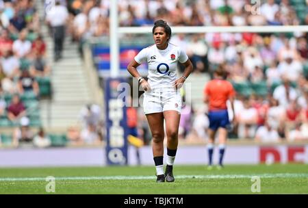 Twickenham Stadium. London. UK. 2nd June 2019. England women v Babarians women. Lagi Tuima (England). 02/06/2019. Credit: Sport In Pictures/Alamy Live News Stock Photo
