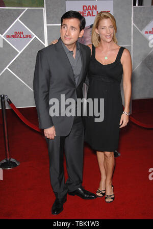 LOS ANGELES, CA. October 25, 2007: Steve Carell & wife Nancy Walls at the world premiere of his new movie 'Dan in Real Life' at the El Capitan Theatre, Hollywood. © 2007 Paul Smith / Featureflash Stock Photo