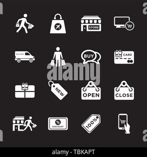Shopping Icons Set - Shopping and e-commerce icons vector illustration set white Stock Vector