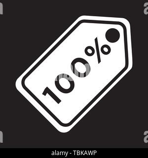 Sale tags icon - 100 percent - Glyph style design - vector illustration white Stock Vector