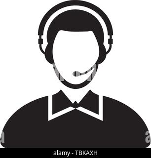 Customer support icon black Stock Vector