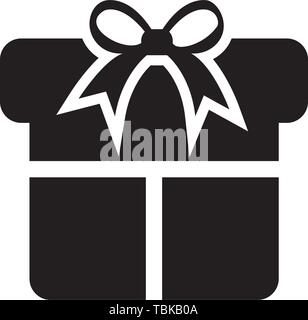 Glyph style gift box icon black Stock Vector