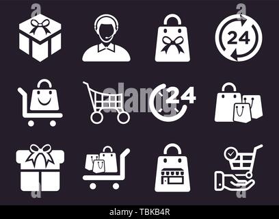 Shopping Icons Set White Stock Vector