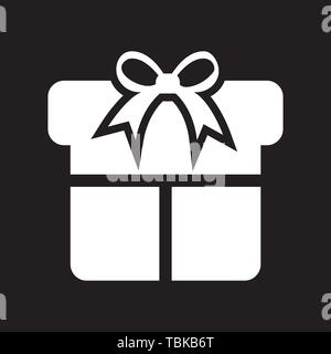 Glyph style gift box icon white Stock Vector