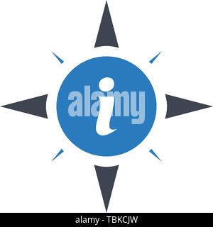 Direction compass information icon vector - blue Stock Vector