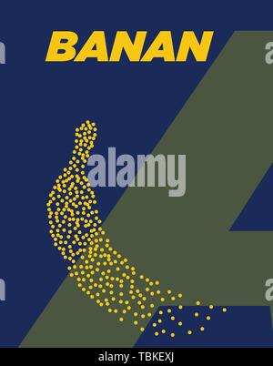 Banana modern halftone dot poster with bright colors Stock Vector