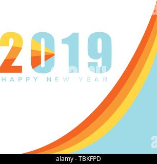 Happy new year card for 2019, Vector modern minimalistic happy new year 2019 Stock Vector