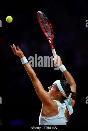 Tennis player Caroline Garcia, France, serve, Porsche Arena, Stuttgart, Baden-Wurttemberg, Germany Stock Photo