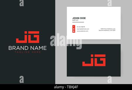 Premium letter JG logo with an elegant corporate identity template Stock Vector