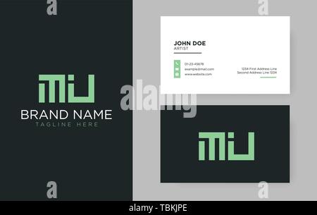Premium letter MU logo with an elegant corporate identity template Stock Vector