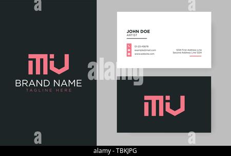 Premium letter MV logo with an elegant corporate identity template Stock Vector