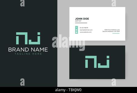 Premium letter NJ logo with an elegant corporate identity template Stock Vector