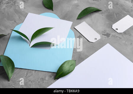 Mockup of invitation on grunge background Stock Photo