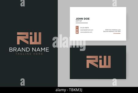 Premium letter RW logo with an elegant corporate identity template Stock Vector