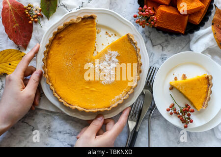 Pumpkin pie. Stock Photo