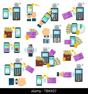 Contactless payment using RFID or NFC technology Stock Vector