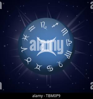 Zodiac air elements vector constellation signs isolated on white ...