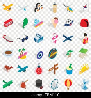 Florida icons set, isometric style Stock Vector