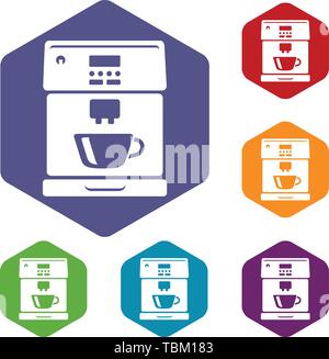 Coffee machine icons vector hexahedron Stock Vector