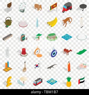 Asia icons set, isometric style Stock Vector