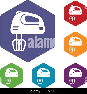 Mixer kitchen icons vector hexahedron Stock Vector