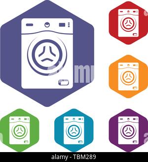 Washer icons vector hexahedron Stock Vector