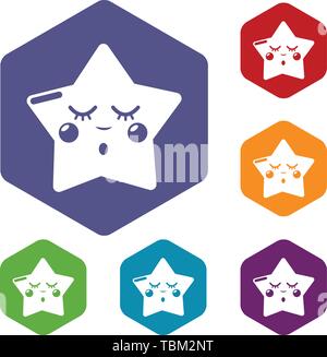 Sleeping star icons vector hexahedron Stock Vector