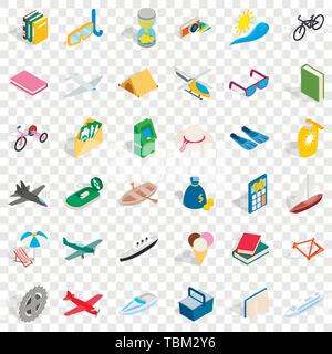 Amusement icons set, isometric style Stock Vector