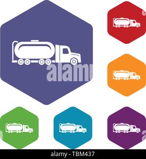 Truck oil icons vector hexahedron Stock Vector