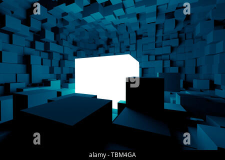 Blue Tech Sense Cube Model Stock Photo - Alamy